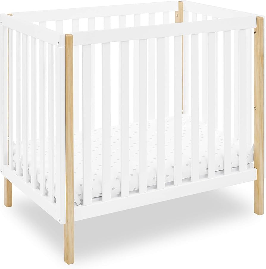 Delta Children Gio Mini Crib with 2.75" Mattress Included, Bianca White/Natural | Amazon (US)