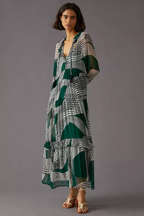 The Marais Printed Chiffon Maxi Dress By By Anthropologie in Assorted Size S | Anthropologie (US)