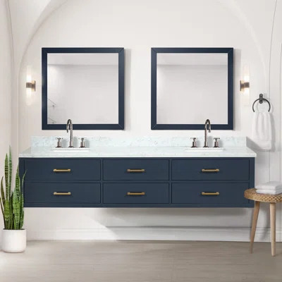 84 In. W X 22 In. D Double Bath Vanity With Carrara Marble Top, Drawers And Faucet | Wayfair North America