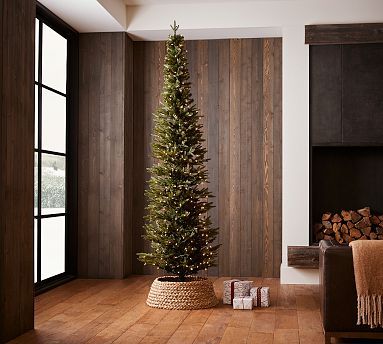 Pre-Lit Narrow Lincoln Pine Faux Christmas Trees | Pottery Barn (US)