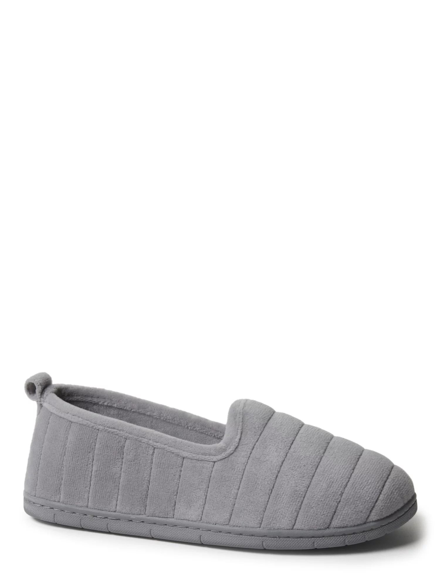 DF by Dearfoams Women's Rachel Quilted Velour Closed Back Slippers - Walmart.com | Walmart (US)