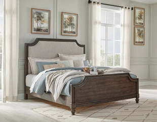 Veramond King Upholstered Panel Bed, Dark Brown | Ashley