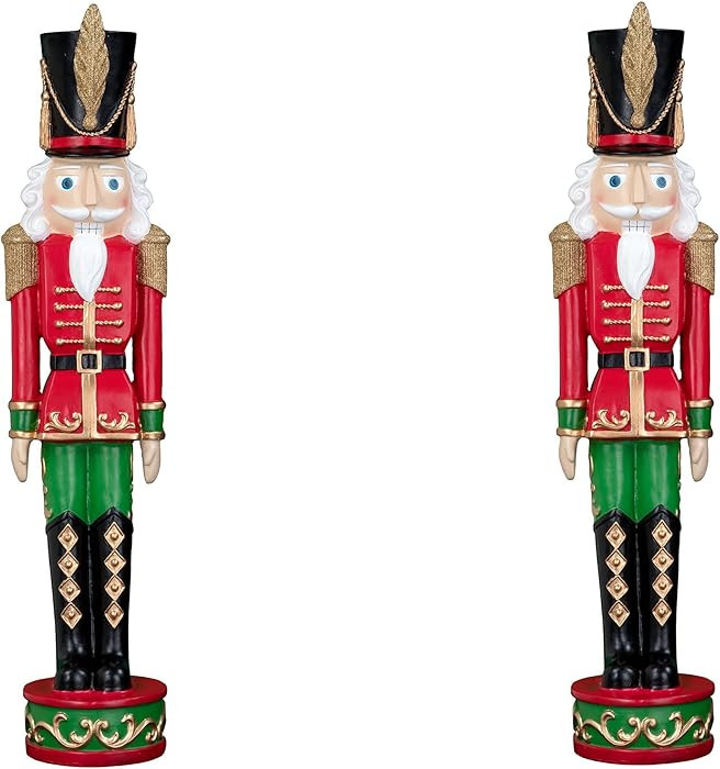 Haute Decor 37 Inch Tall Christmas Nutcracker (Set of 2 - Red, Green) | Amazon (US)