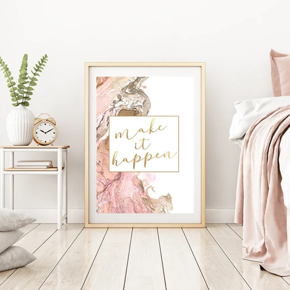 Motivational Quote Wall Art for Girl Boss Make It Happen | Etsy | Etsy (US)