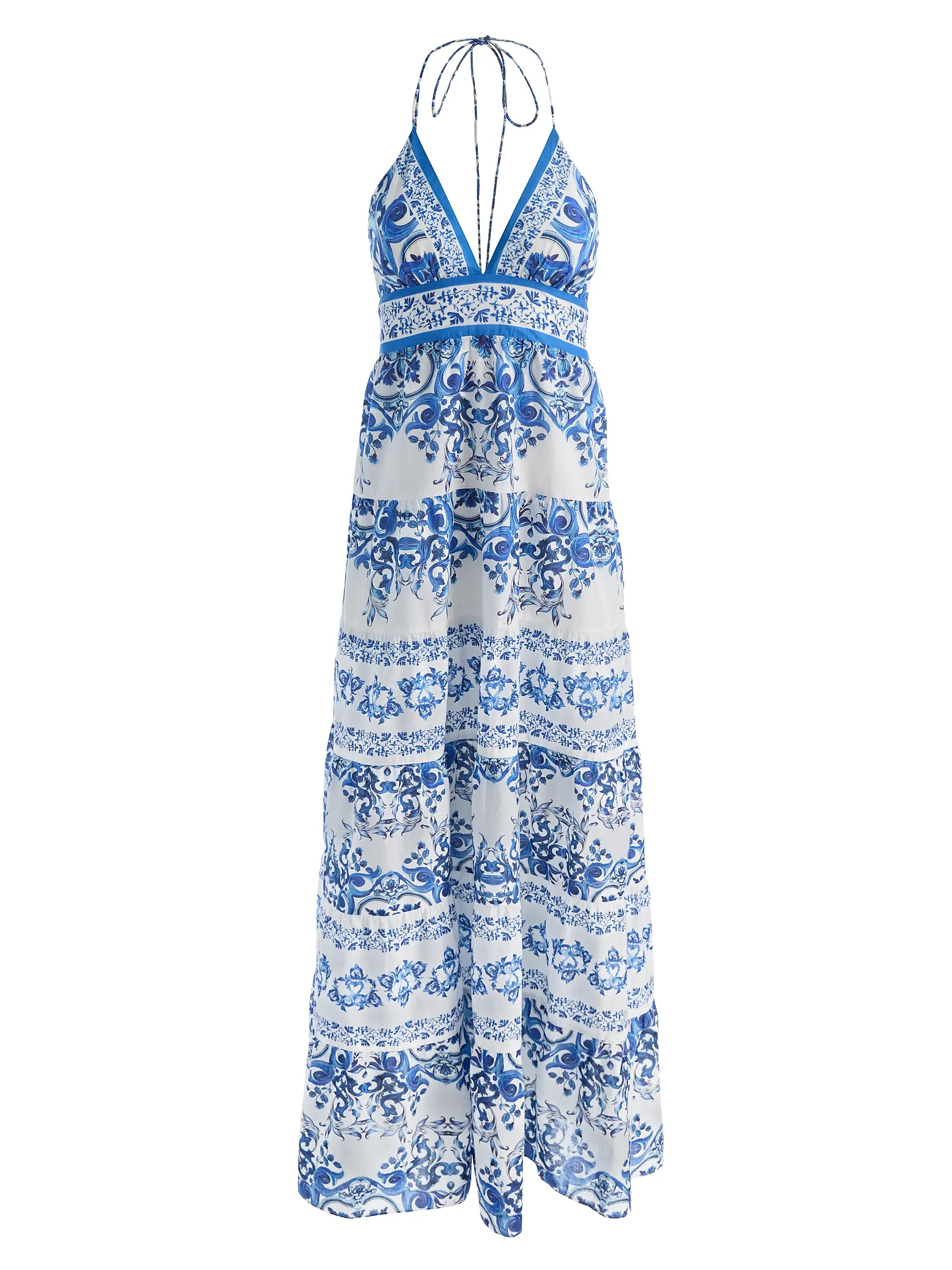 ALICE + OLIVIA Karolina Smocked Waist Tiered Maxi Dress | Saks Fifth Avenue | Saks Fifth Avenue