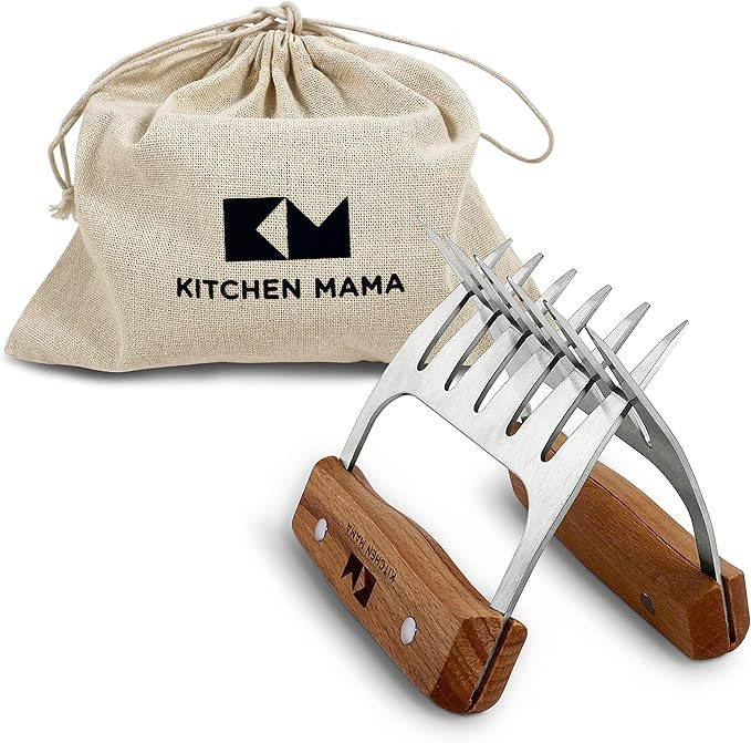 Kitchen Mama Meat Claws: Stainless Steel Shredder Claws with Wooden Handle for BBQ, Shredding, Pu... | Amazon (US)
