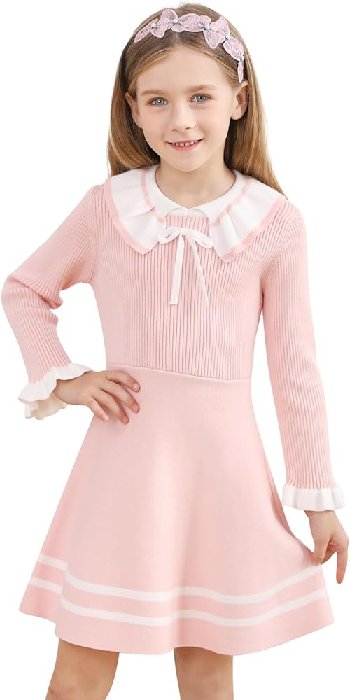 RAISEVERN Toddler Girl Sweater Dresses Kids Long Sleeve Knit Fall Winter Dress for 2-7 Years | Amazon (US)