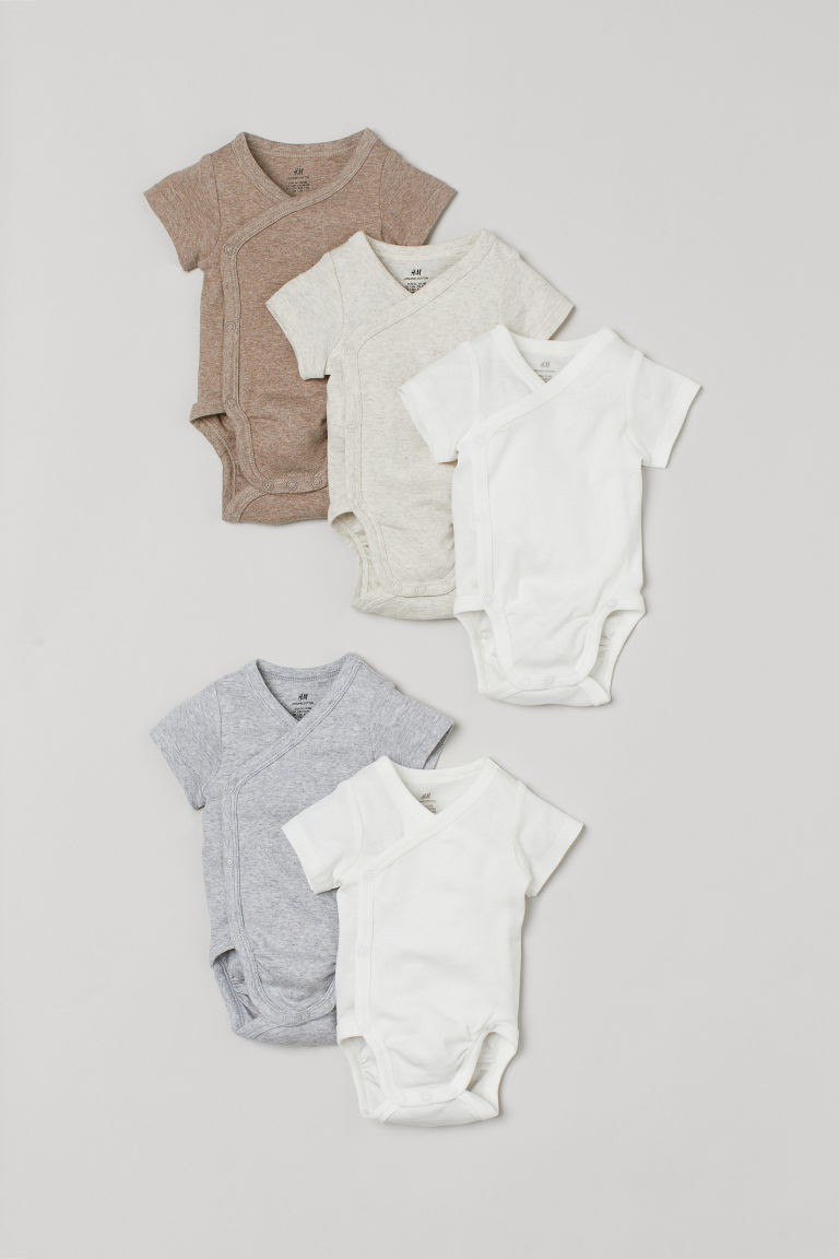 H & M - 5-pack Cotton Bodysuits - Beige | H&M (US + CA)