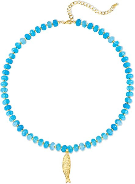 YUJIE Dainty Fish Pendant Necklace for Women 14k Gold Plated Ocean Fish Charm Necklace Summer | Amazon (US)