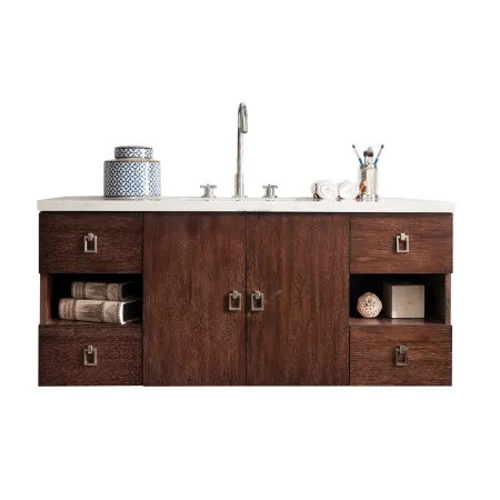 Sonoma 48" Wall Mounted Single Basin Wood Vanity Set with Classic White Quartz Vanity Top | Build.com, Inc.