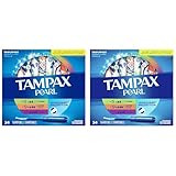 Tampax Pearl Tampons Trio Pack, Super/Super Plus/Ultra Absorbency with BPA-Free Plastic Applicator and LeakGuard Braid, Unscented, Blue, 34 Count (Pack of 2) | Amazon (US)