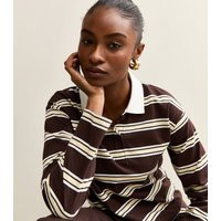 Women's Brown Striped Long Sleeve Rugby Top New Look | New Look (UK)