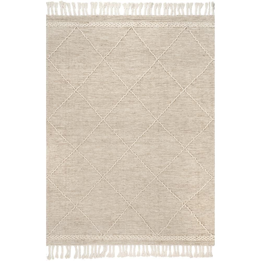 nuLOOM Elana Textured Jute and Cotton Tassel Beige 5 ft. x 8 ft. Indoor Area Rug | The Home Depot