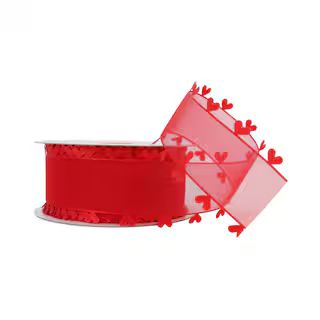 1.5" x 25ft. Sheer Heart Edged Ribbon by Celebrate It® Valentine's Day | Michaels | Michaels Stores