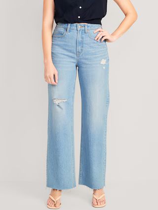 Curvy Extra High-Waisted Cut-Off Wide-Leg Jeans for Women | Old Navy (US)