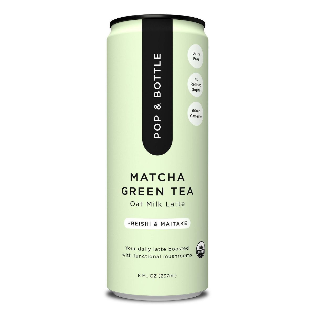 Pop & Bottle Matcha Green Tea Oat Milk Latte with functional boost from Reishi and Maitake - 8 fl... | Target