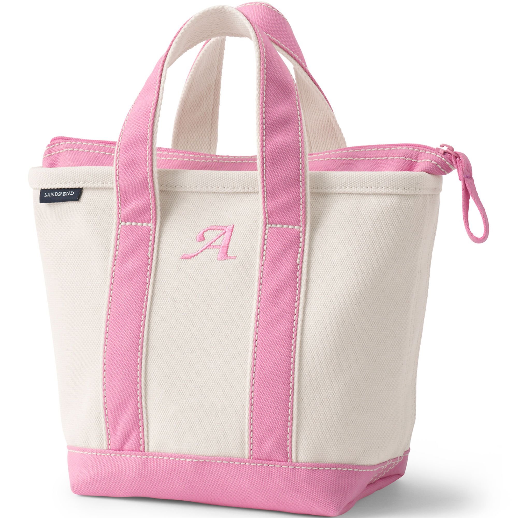 Small Natural Zip Top Canvas Tote Bag | Lands' End (US)