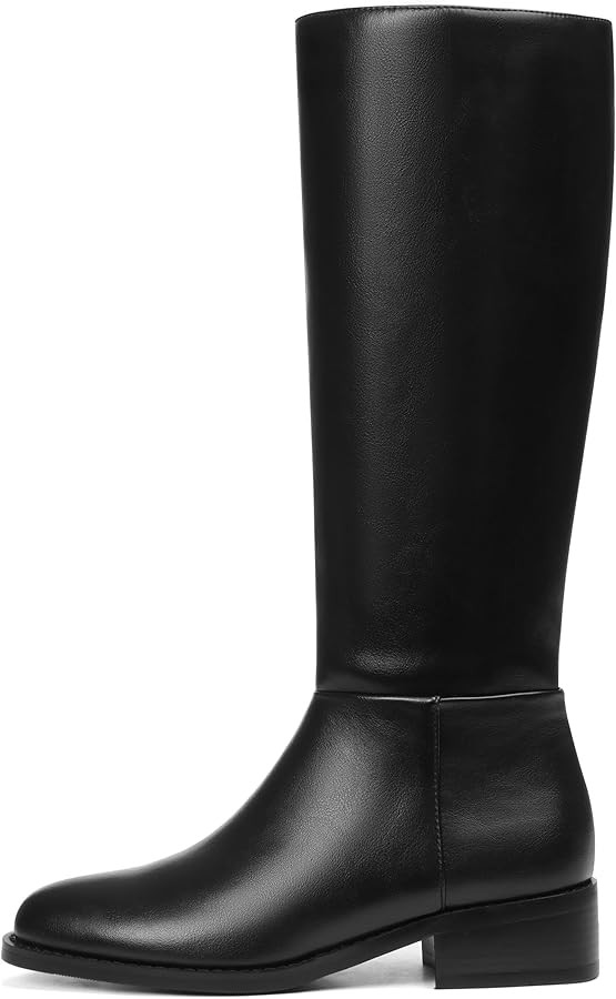 Mattiventon Knee High Boots Women Fashion Long Tall Boots with Round Toe Low Heel Side Zip Stretc... | Amazon (US)