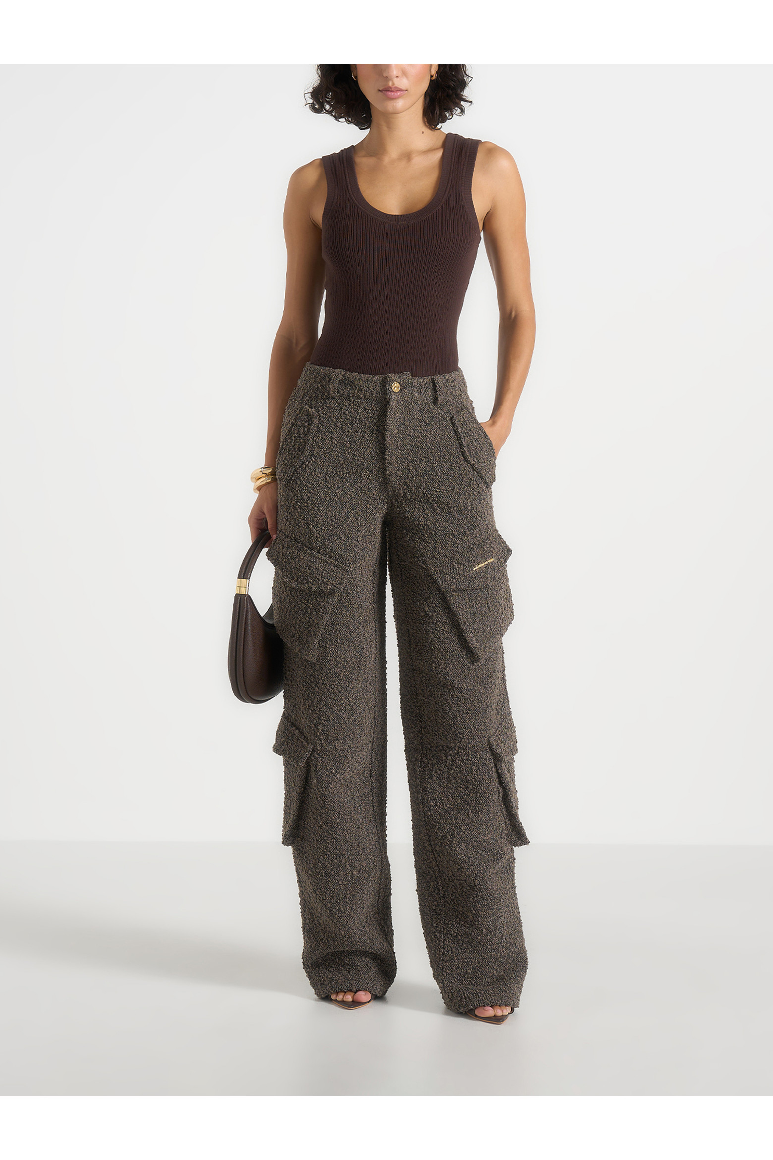 Manière De Voir Anne Textured Boucle Wide Leg Cargo Trousers (Women) | Nordstrom | Nordstrom