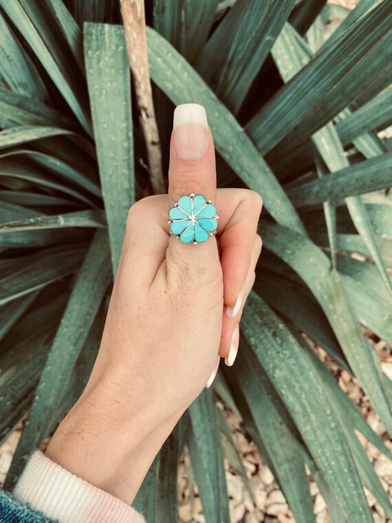 Zuni cluster inlay ring | Etsy (US)
