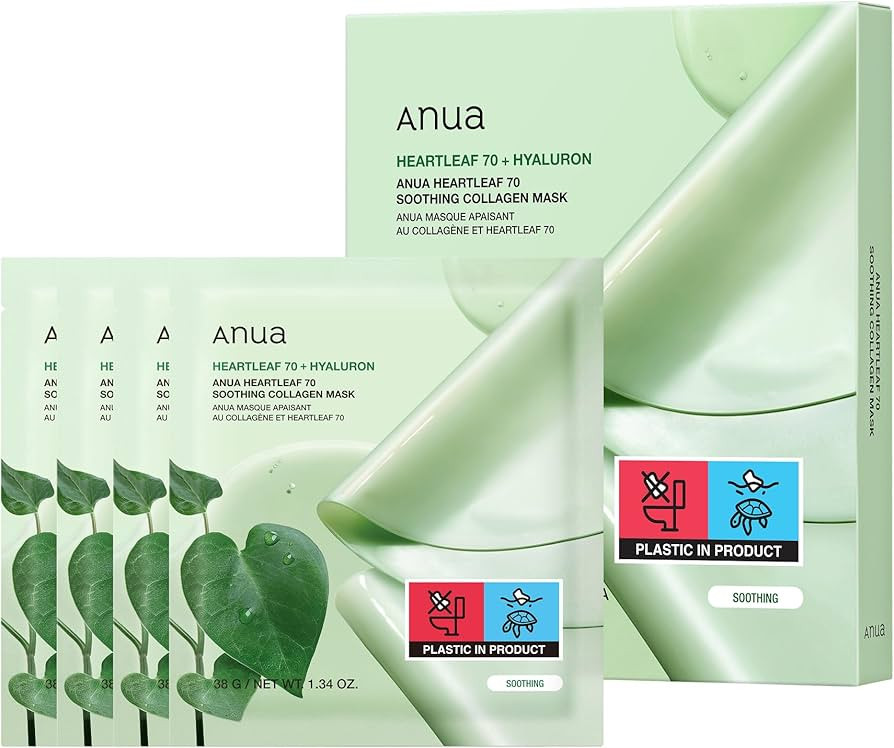 ANUA Heartleaf 70 Soothing Collagen Mask, Overnight Face Mask for Glass Skin, hyaluronic acid, Co... | Amazon (UK)