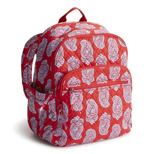 Vera Bradley Women's Bancroft Backpack - Premium Cotton, Iconic Paisley Gogi Berry Red, One Size | Amazon (US)