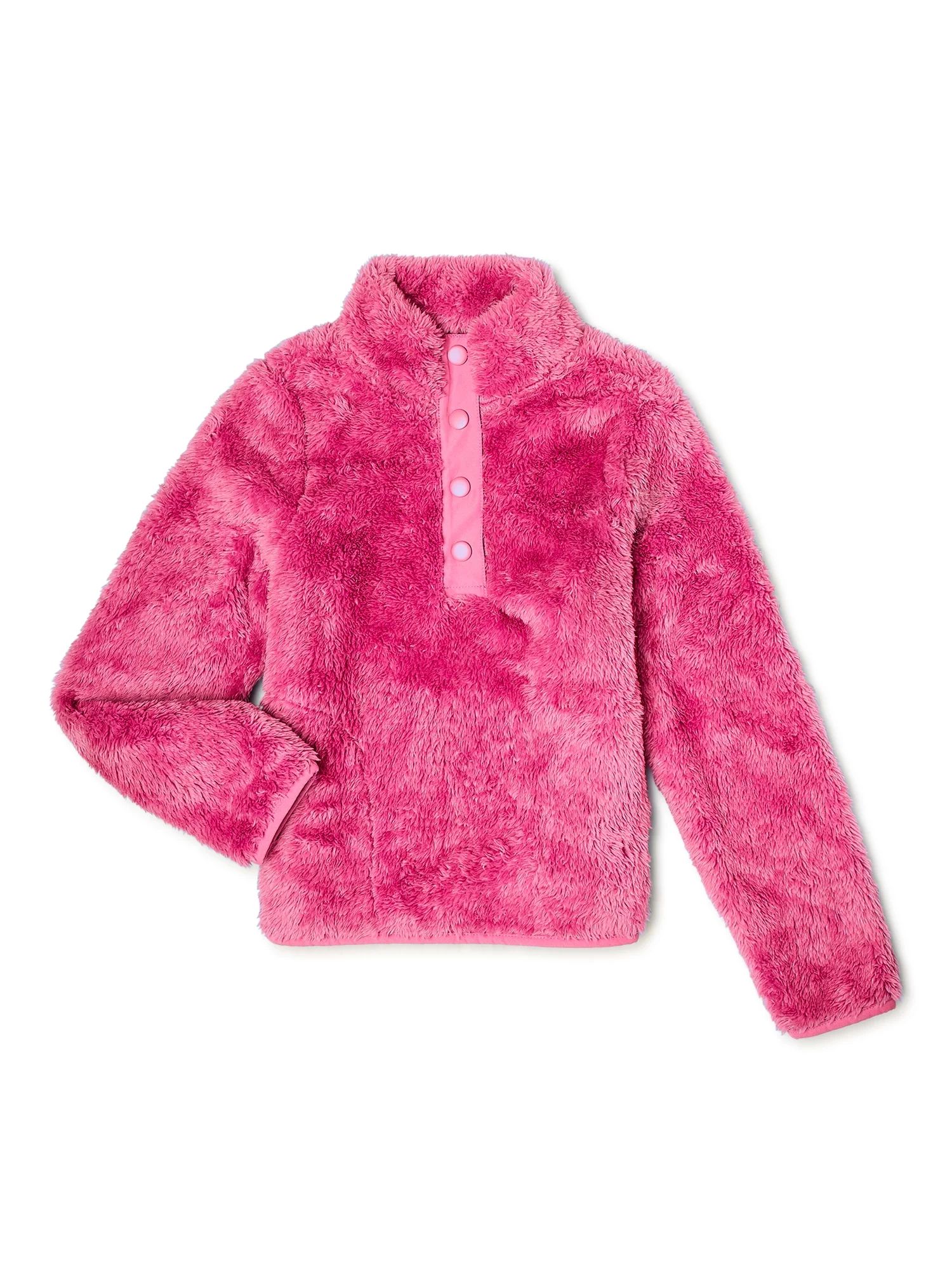 Wonder Nation Girls’ Faux Sherpa Pullover Jacket, Sizes 4-18 & Plus - Walmart.com | Walmart (US)