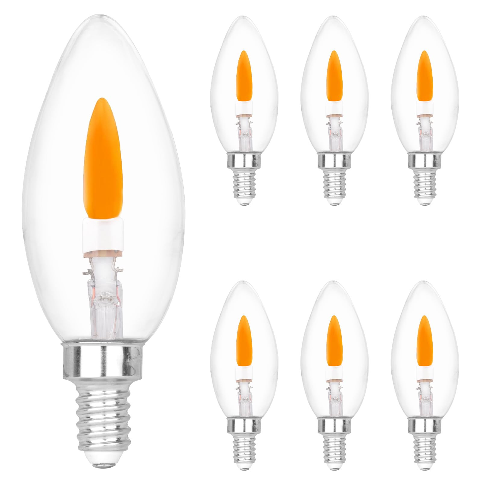 E12 Base C35 Flame Tip Flicker Bulbs - Crystal Clear Candle Light with Orange Glow Effect for Hal... | Amazon (US)