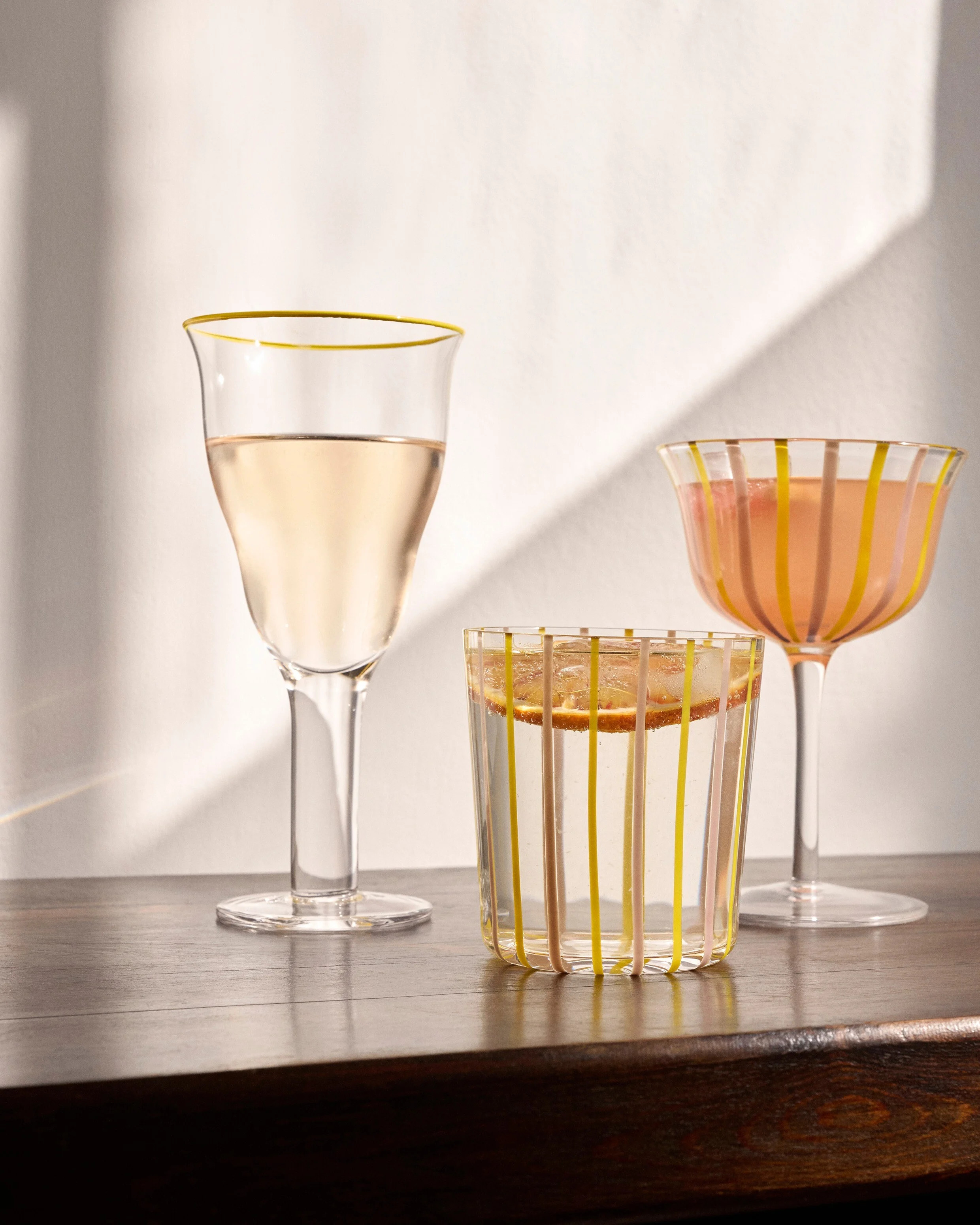 Shrimps x Oliver Bonas Striped Glass Tumblers Set of Two | Oliver Bonas | Oliver Bonas (Global)