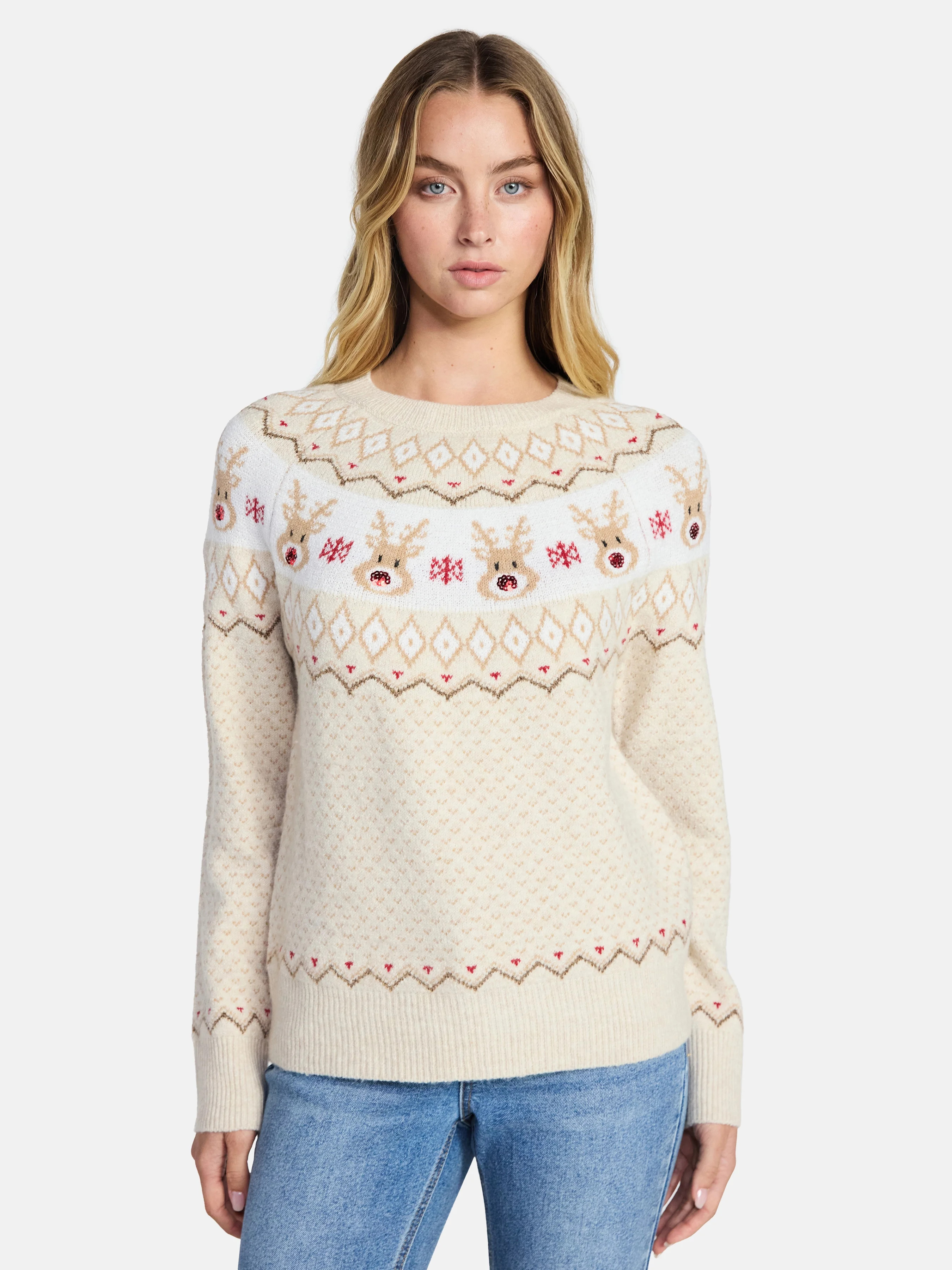 Holiday Time Women's & Women's Plus Pretty Christmas Sweater, Sizes XXS-4X - Walmart.com | Walmart (US)