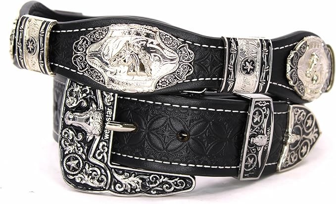 Men’s Western Concho Belt - Genuine Leather Rodeo Cowboy Belt | Amazon (US)