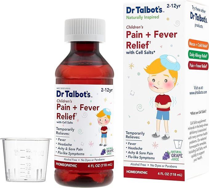 Dr. Talbot's Pain + Fever Relief Liquid Medicine with Natural Ingredients for Children, Includes ... | Amazon (US)