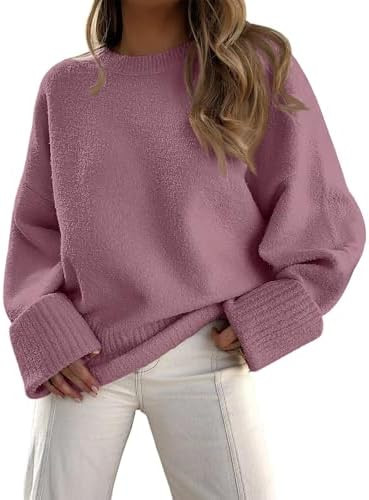 LILLUSORY Women's Oversized Sweaters Fuzzy Chunky Warm Pullover Sweater | Amazon (US)