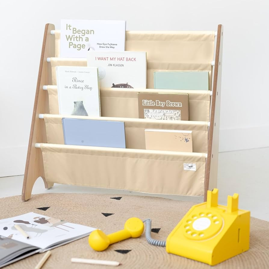 3 Sprouts Recycled Fabric Kids Bookshelf – 4-Tier Sling Book Rack Storage - Kids Room Book Shel... | Amazon (US)