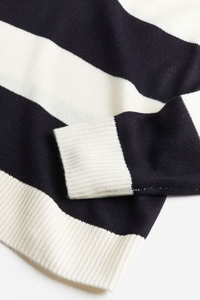 Jacquard-knit jumper - Navy blue/Striped - Ladies | H&M GB | H&M (UK, MY, IN, SG, PH, TW, HK)