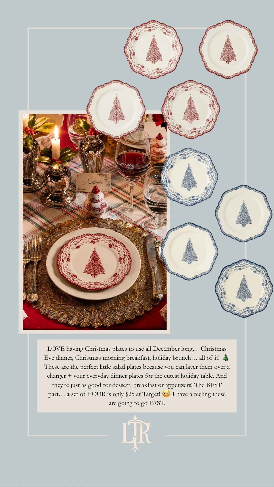 LOVE having Christmas plates to use all December long — Christmas Eve dinner, Christmas morning breakfast, holiday brunch… all of it! 🎄

These are the perfect little salad plates because you can layer them over a charger + your everyday dinner plates for the cutest holiday table. And they’re just as good for dessert, breakfast or appetizers!

But the BEST part… a set of FOUR is only $25 at Target! 😳 I have a feeling these are going to go FAST.

#LTKfoodie #LTKHome #LTKSaleAlert
