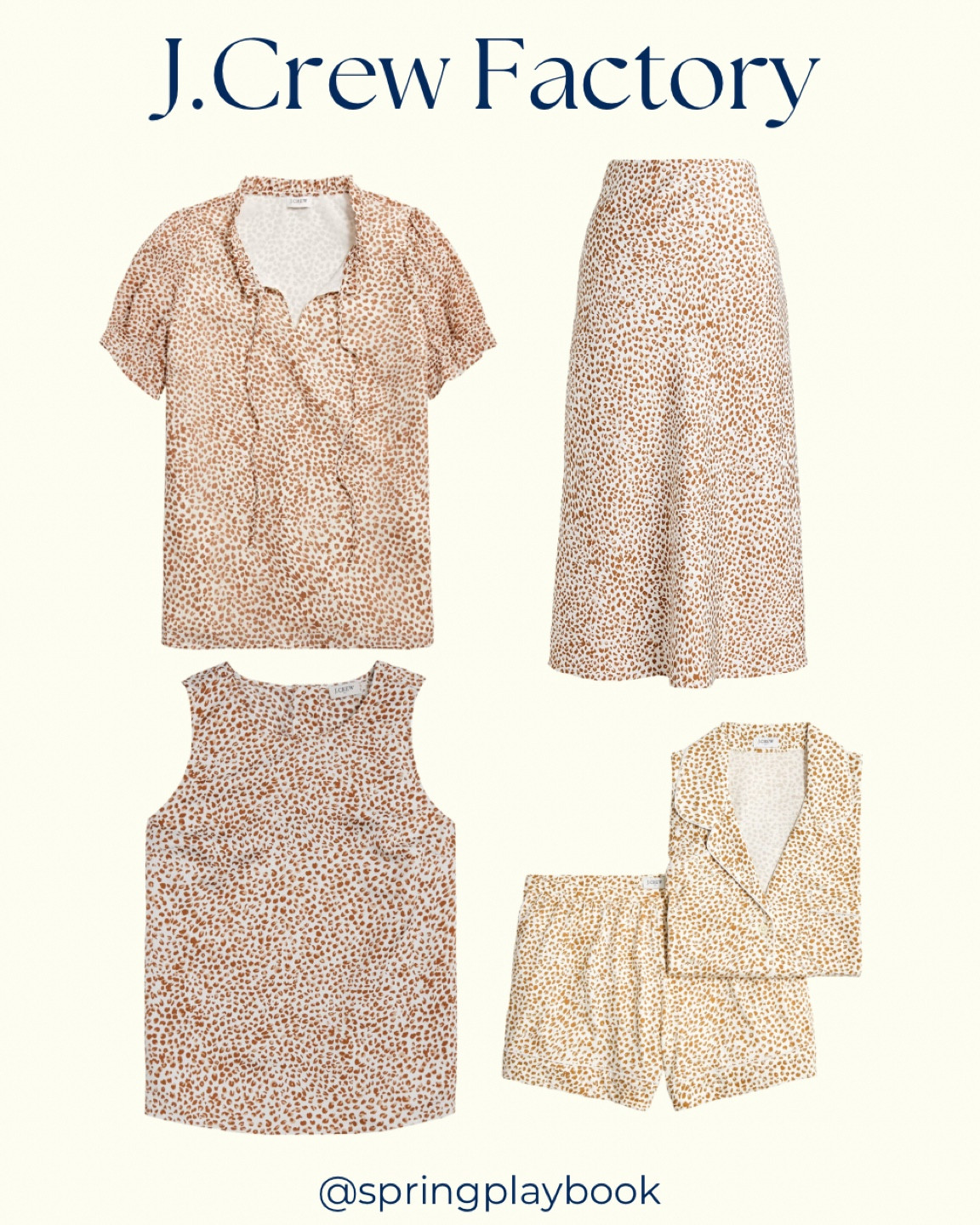 J.Crew Factory has a small leopard print perfect for Springs! The background is a warm ivory. They offer a lot of solids in the warm brandy print to mix and match with these pieces. 

#createdcolorful #createdcolorfulspring #hocspring #tcispring #pcaspring #lightspring #warmspring #truespring #brightspring #clearspring #paintboxspring #bluespring

#LTKWorkwear #LTKMidsize #LTKSaleAlert