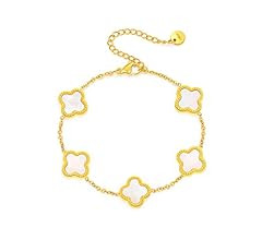 POLYREAL 18K Gold Plated Lucky Clover Bracelet for Women Girls Simple Cute Adjustable Bracelet Li... | Amazon (US)
