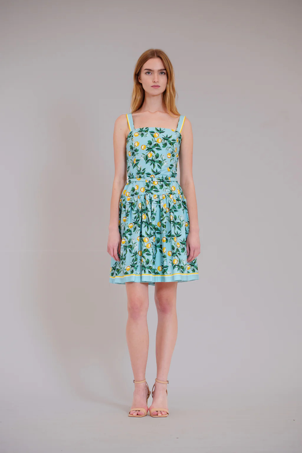 SQUARE NECK DROPWAIST SHORT DRESS W SELF BELT | Julia Jordan