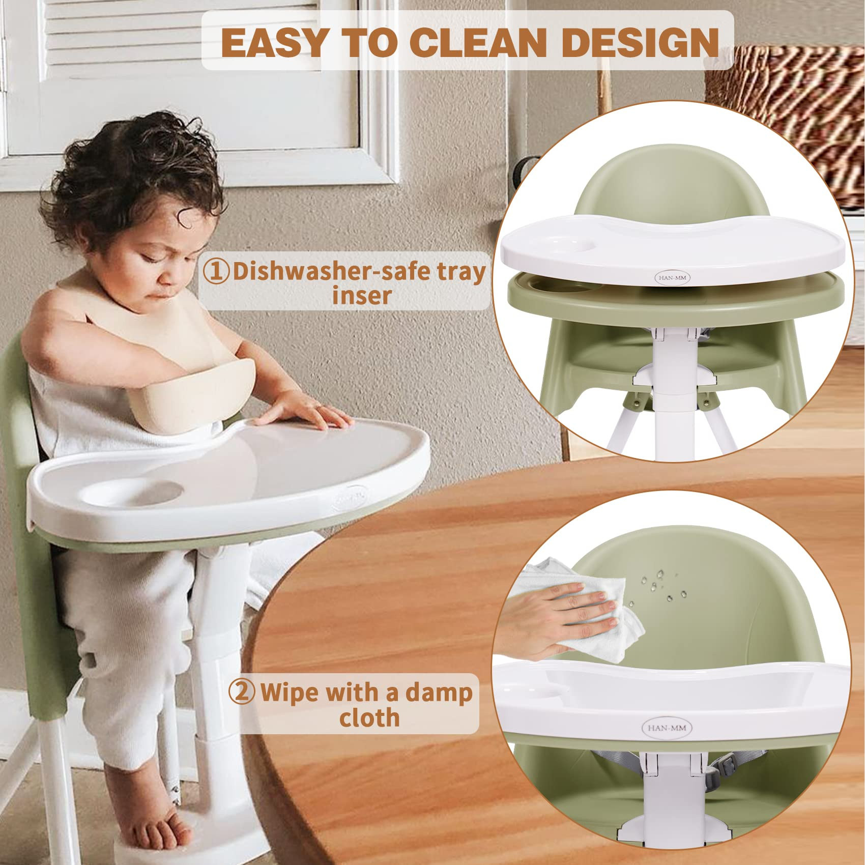 Funny Supply 3-in-1 Cute Folding High Chair, Perfect Modern Space Saving Highchair with Detachabl... | Amazon (US)