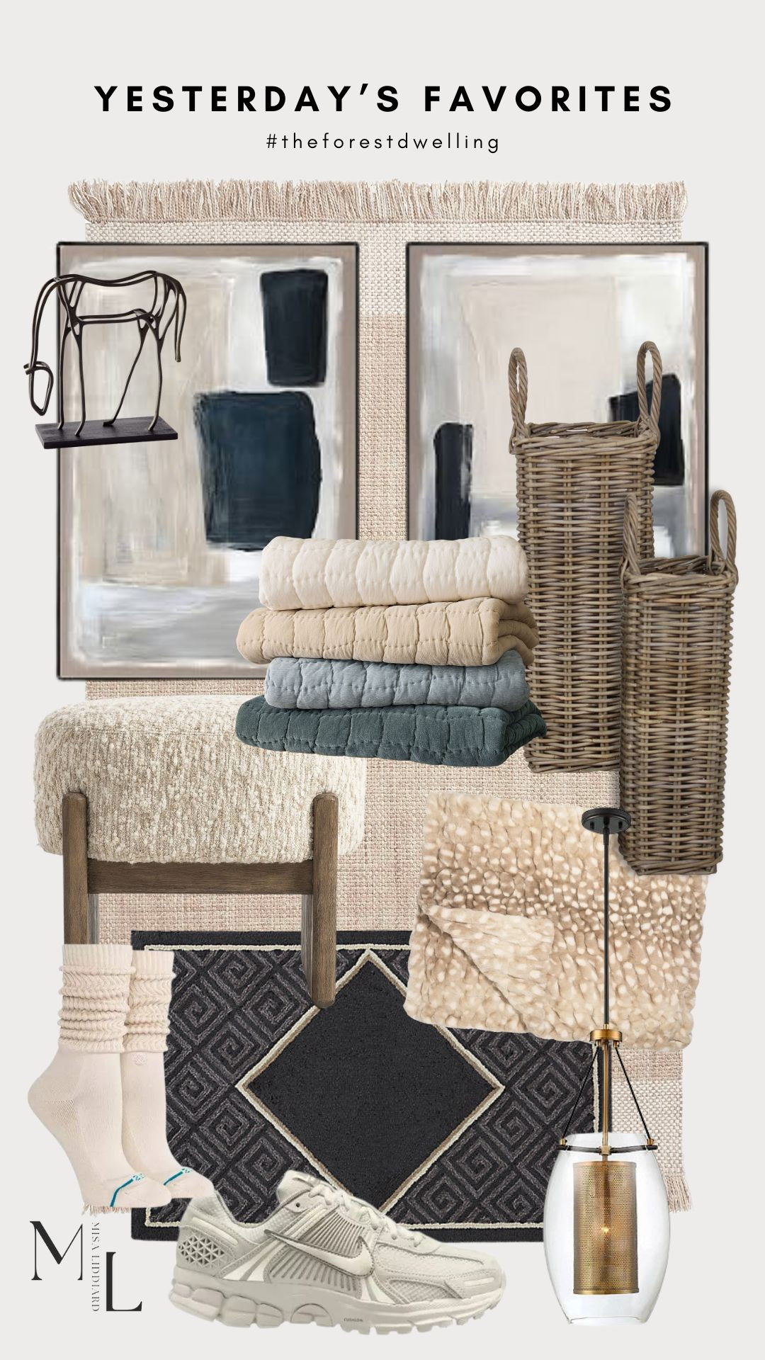 Loving yesterday's top picks! The rattan baskets are perfection. I've used them to style seasonal faux stems for a spring moment. I've also used them as aesthetic storage for throw blankets. So versatile! The Cozy Cloud quilt brings so much texture to the room. I have sets in Blue Steel and Ruby. The upholstered ottoman is a gorgeous and substantial piece. I styled three of these in the hallway under a shelf. They also look so good at the end of the bed. This is a hand painted set that can also be purchased individually if you prefer. The neutral tones work so well in any space. 

 #LTKHome