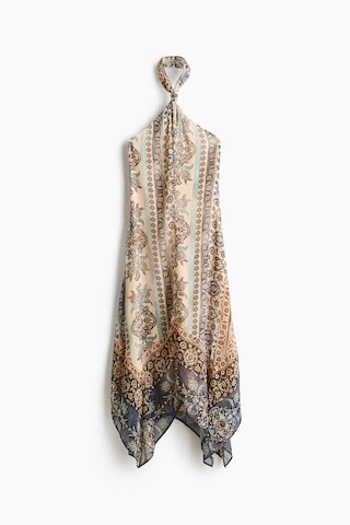 H & M - Chiffon Halterneck Dress - Light Beige/Patterned | H&M (US, CA, MX)