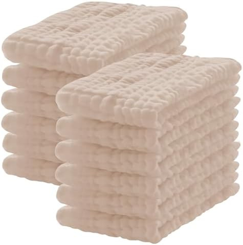 12 Pack Muslin Burp Cloths 100% Cotton Muslin Cloths Large 20''x10'' Extra Soft and Absorbent Bab... | Amazon (US)