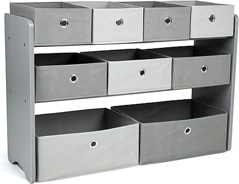 Humble Crew Kids Toy Organizer with 9 Storage Fabric Bins, Grey | Amazon (US)