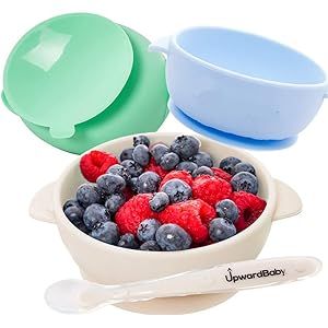 Baby Bowls with Guaranteed Suction - 4 Piece Silicone Set with Spoon - UpwardBaby - for Babies Ki... | Amazon (US)
