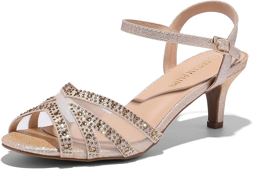 DREAM PAIRS Women's Nina Low Heel Pump Sandals | Amazon (US)