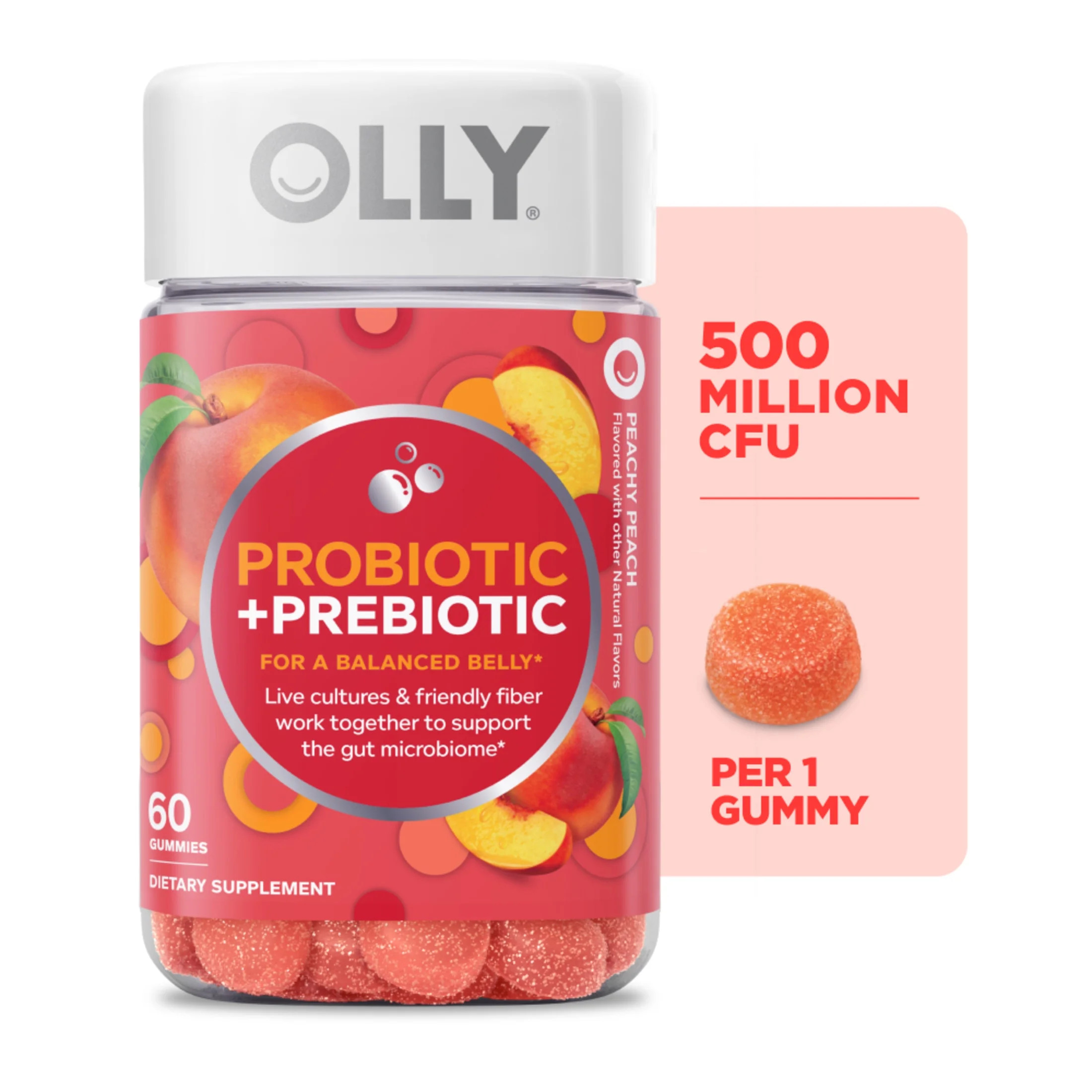 OLLY Probiotic + Prebiotic Gummy, Adult Digestive + Gut Health Supplement, 60 Ct | Walmart (US)