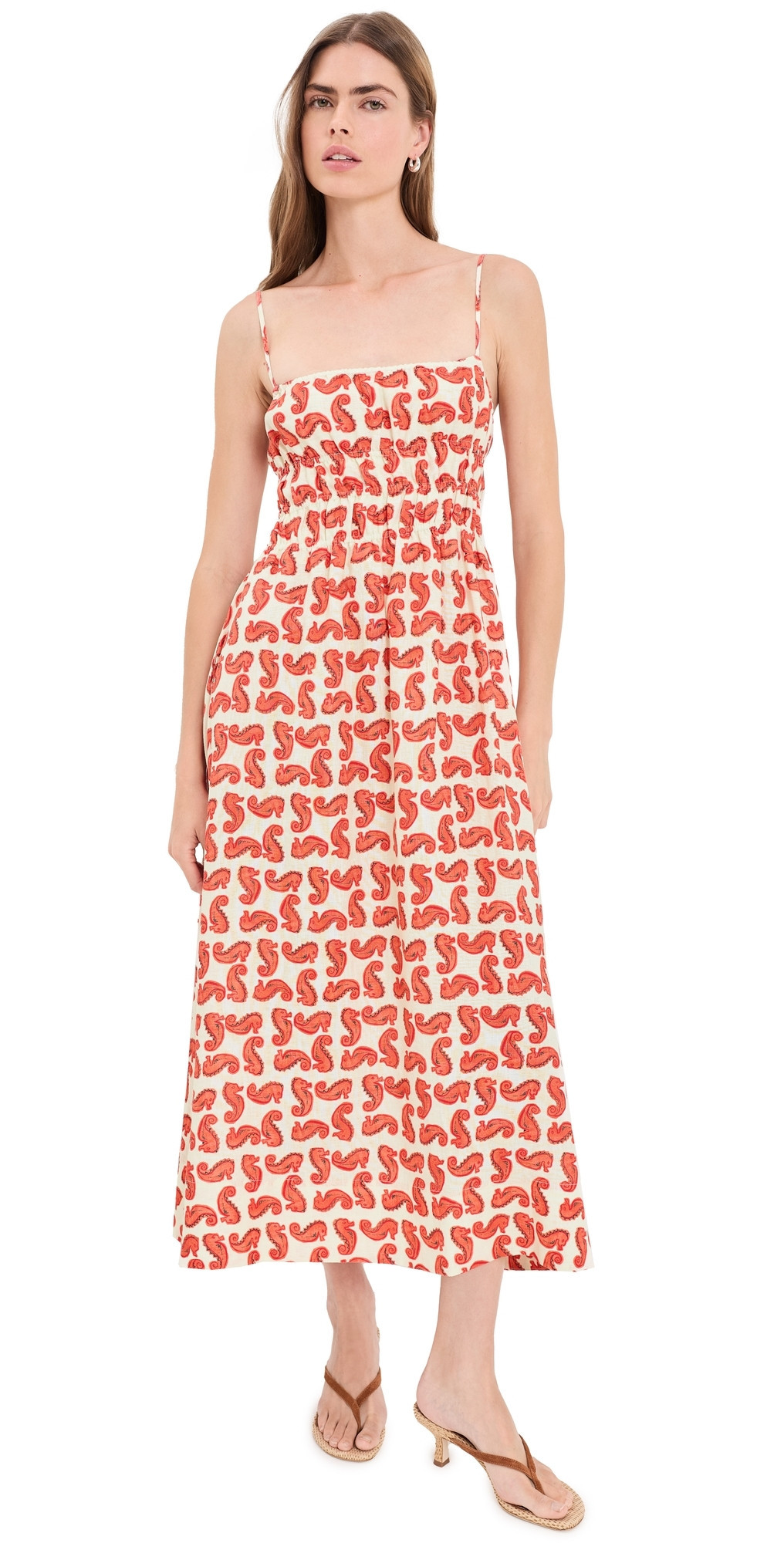 STAUD Ayla Linen Dress Seahorse Cream L | Shopbop