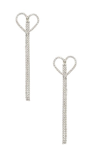 Heart Pave Drop in Silver | Revolve Clothing (Global)