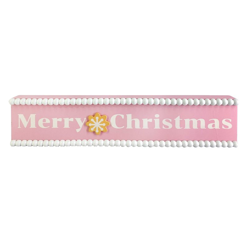Mrs. Claus' Bakery Pink Wooden Merry Christmas Tabletop Decor, 4" | At Home